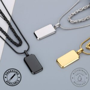 Men's Layered Square Pendant Necklace