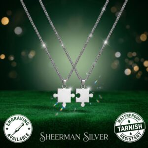 Custom Engraved Puzzle Pendant Necklaces – Set of 2