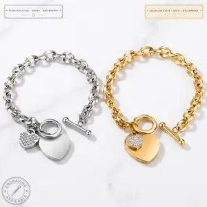 Personalised Heart Charm Toggle Bracelet